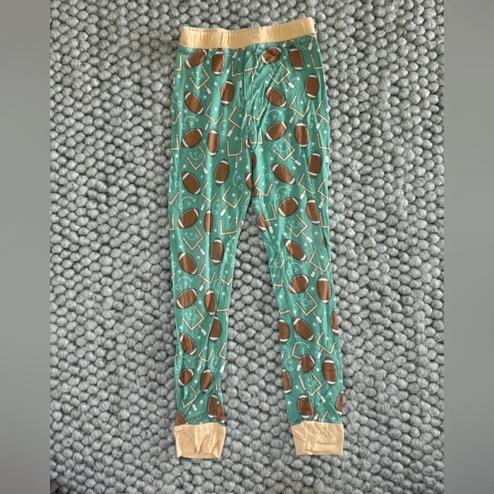 Kids 5T Football Print Pajamas - Green, Yellow and Brown